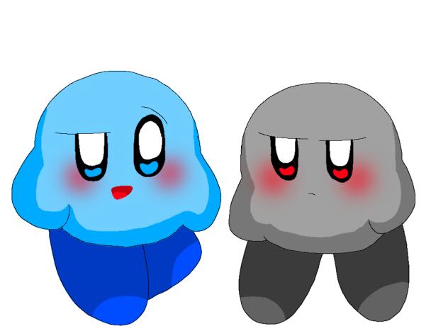 シャドウカービィと青色カービィ