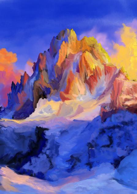 beautiful snow mountain sunset view