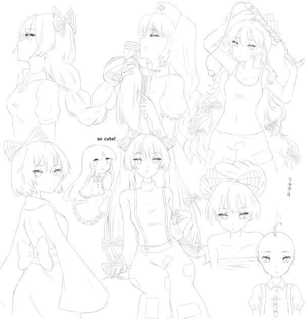 Fujiwara no Mokou lineart