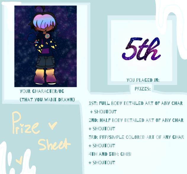 Prize sheet for GoOfball