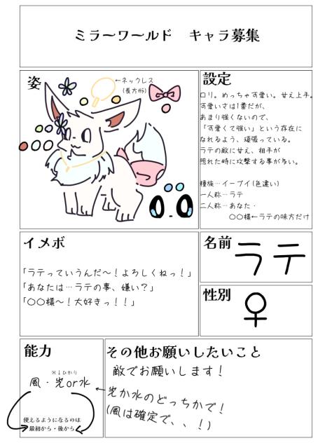 ミラーワールド　キャラ募集