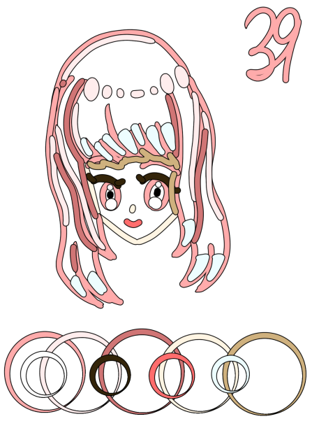 女の子(ふち塗りペン)ラクガキ