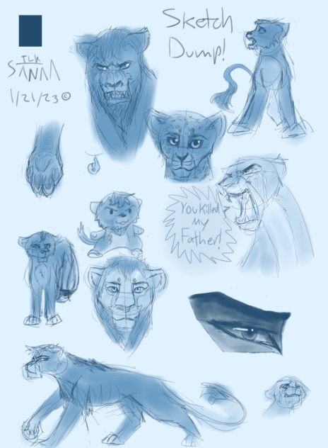 lion sketch dump
