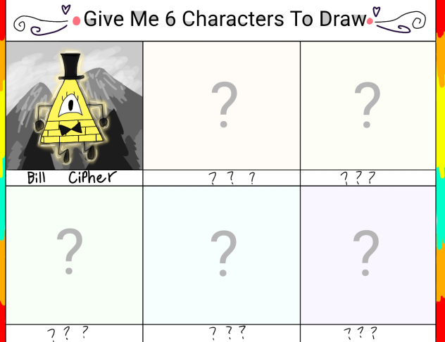 Give Me 6 Characters To Draw!