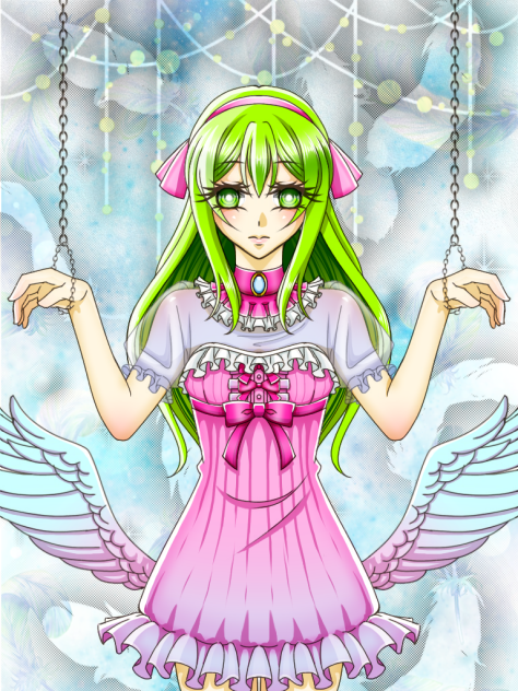 結局自分で塗ってみた(線画「囚われ姫」)