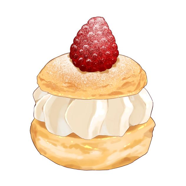 Raspberry profiteroles