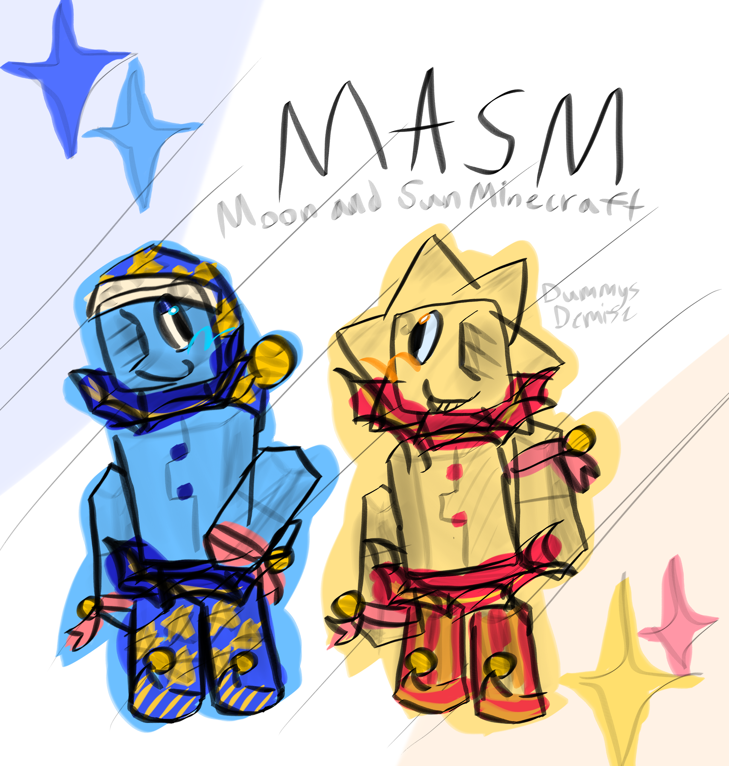 ❤️ S.U.N ☻さま❤️ Moon And Sun Minecraft Fanart - ibisPaint