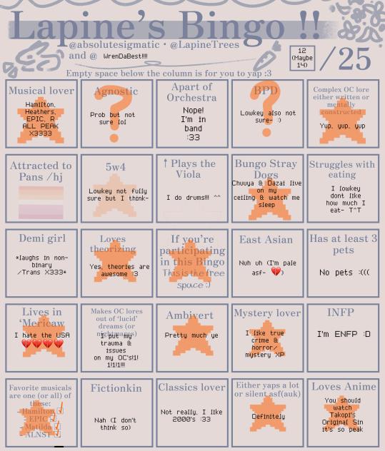 Bingo with Lapine ^^
