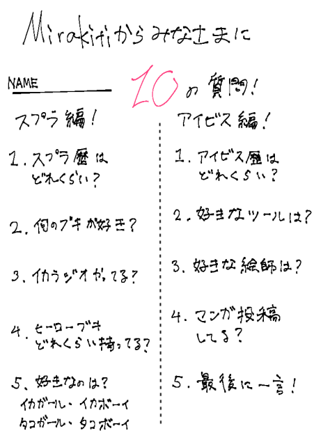 Mirakitiからみなさまに１０の質問！