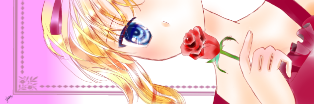 バレンタインフリーヘッダー薔薇ver、着彩