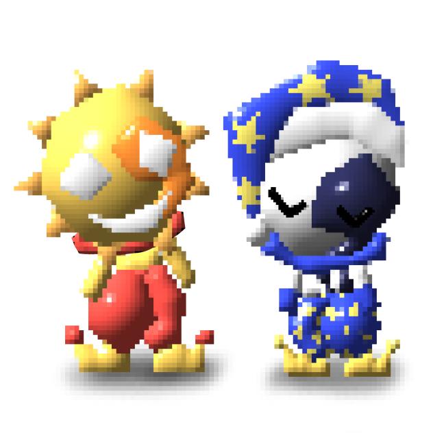 low poly sun and moon