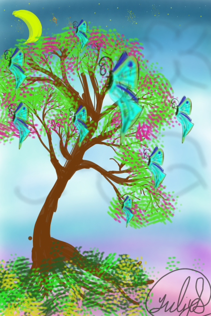 cute sun set and cloud, sci-fi