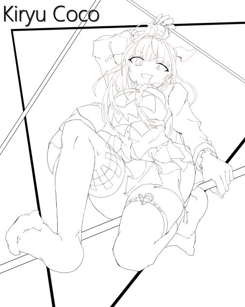 【塗り絵・線画！】桐生ココ　ホロライブ4期生！