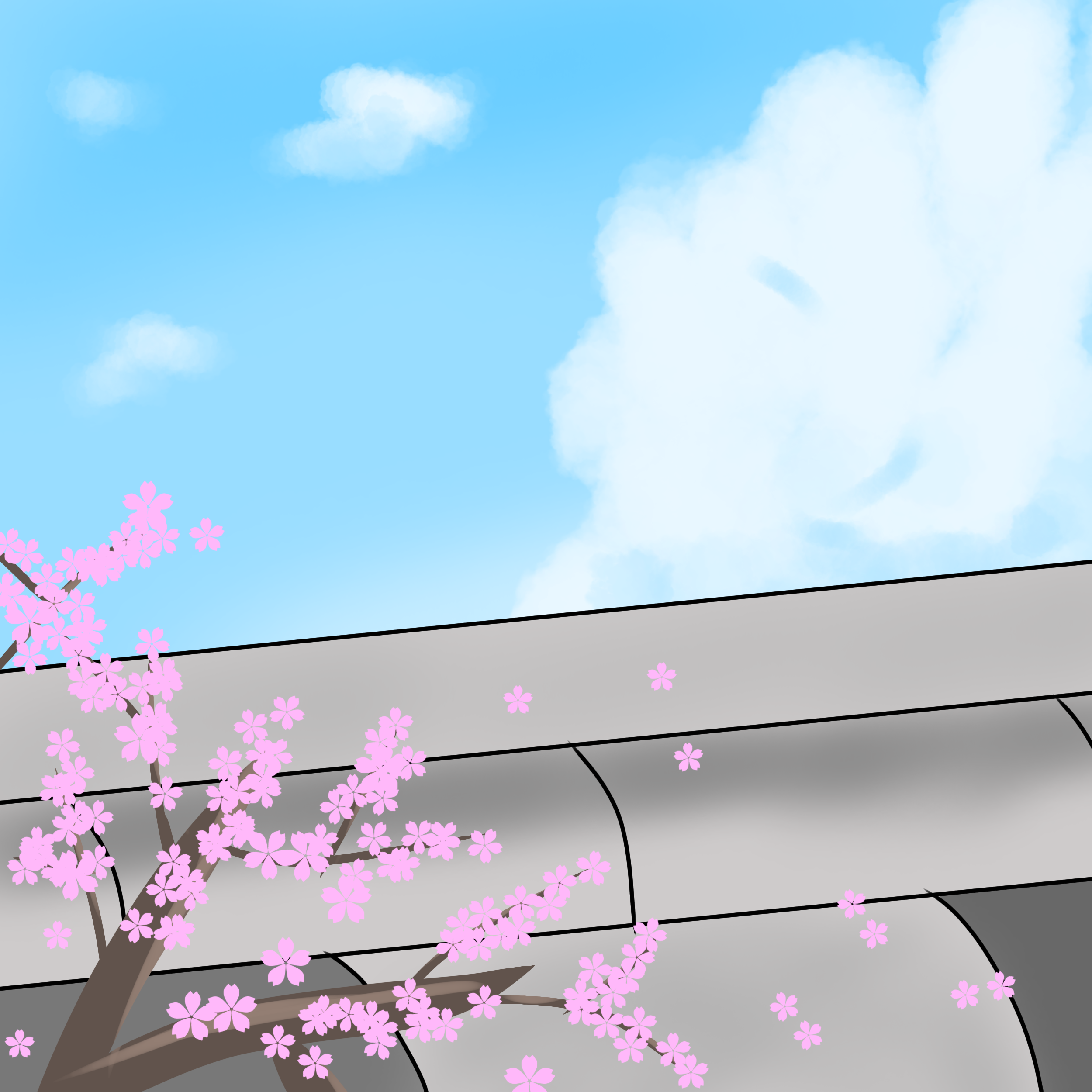 Sakura Tree and Overpass - ibisPaint