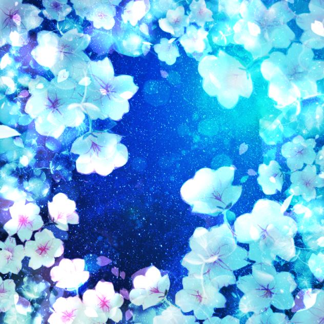 夜桜満開、素材