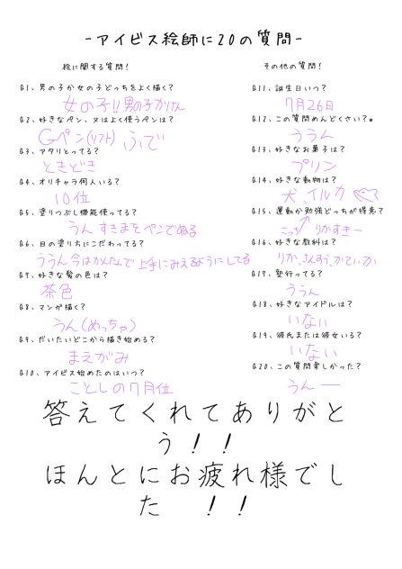 #アイビス絵師に20の質問