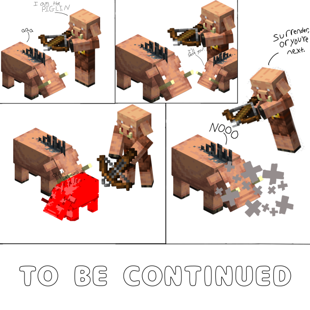 Comic Strip, The Hoglin hunt.  Minecraft