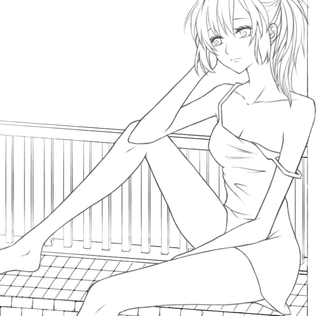 【線画】眠れぬ夜(背景ありver.)