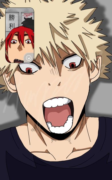 bakugo and kirishima funny trace drawing