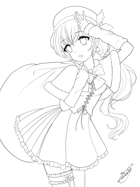 迷子のサンタガール（線画）