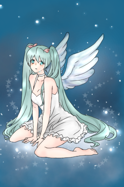 ミクさん 線画   塗らせていただきました