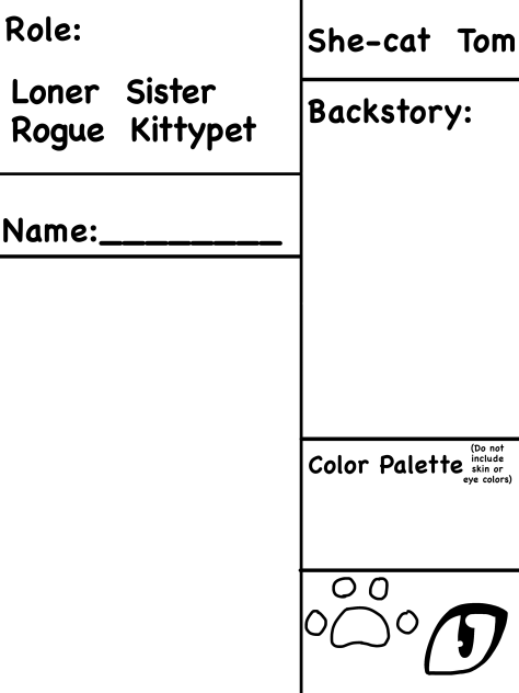 Cats outside the Clans Character Sheet