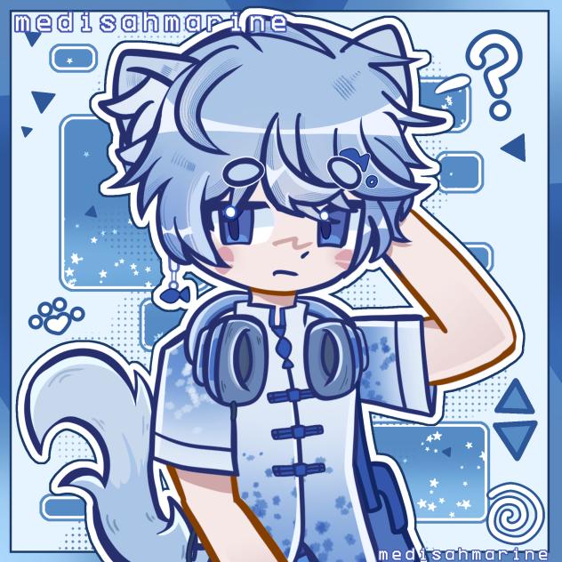 Shark cat boy box (art trade)