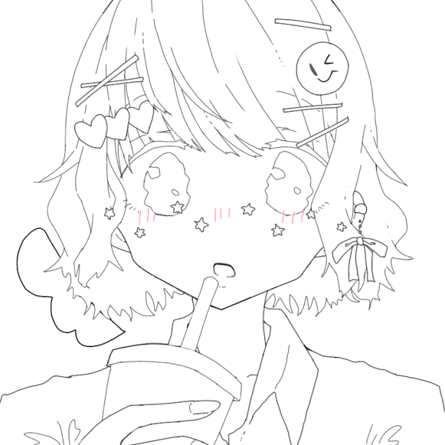 きらきらの女の子　線画