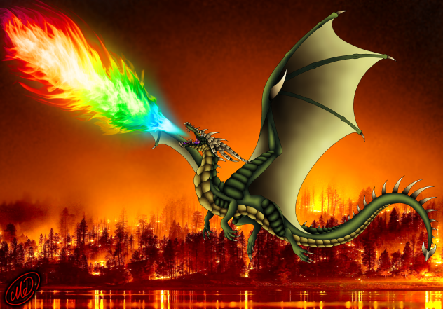 Green Skull Head Fire Dragon Ibispaint