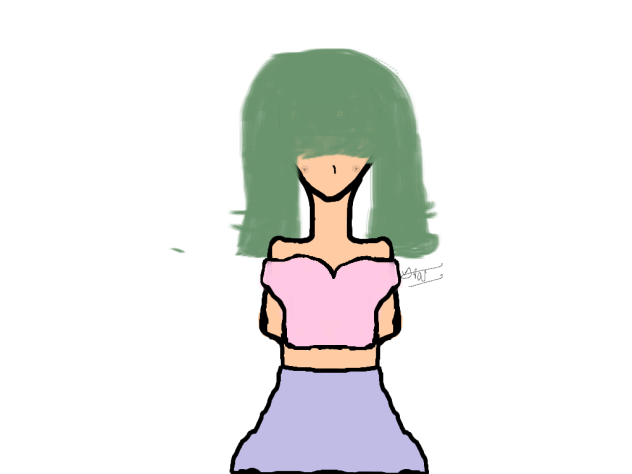 anime girl with green hair