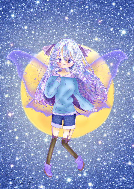 月夜に輝く蝶の夢