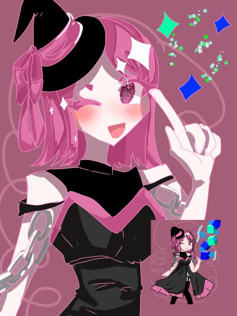 ホ*ビ様 手描きイラスト　ピンク 初投稿の絵を描き直してみた - ibisPaint