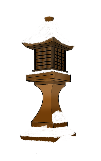 Japanese garden stone snow