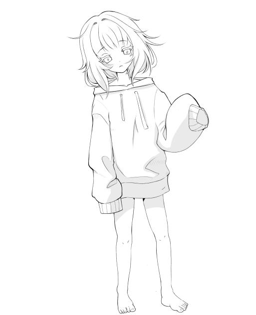 sleepy girl sketch and line art