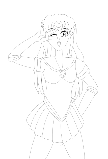 外人イラストレターが描いたセーラームーンをアニメよりに描いた線画