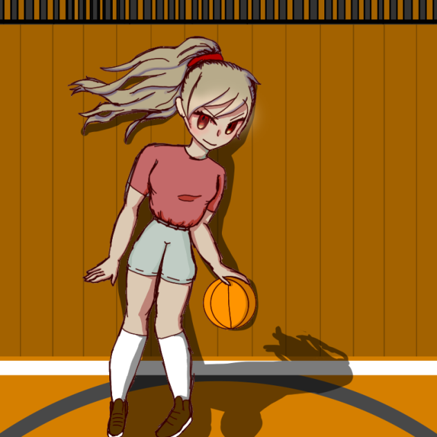 Girl playing basketball