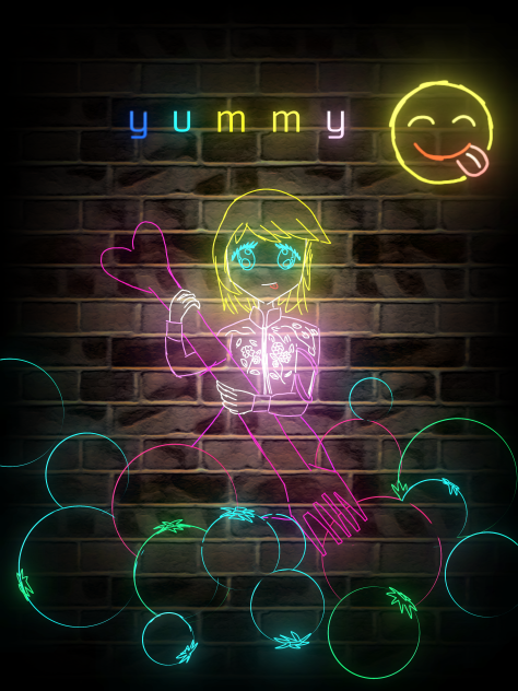 neon art yummy bery