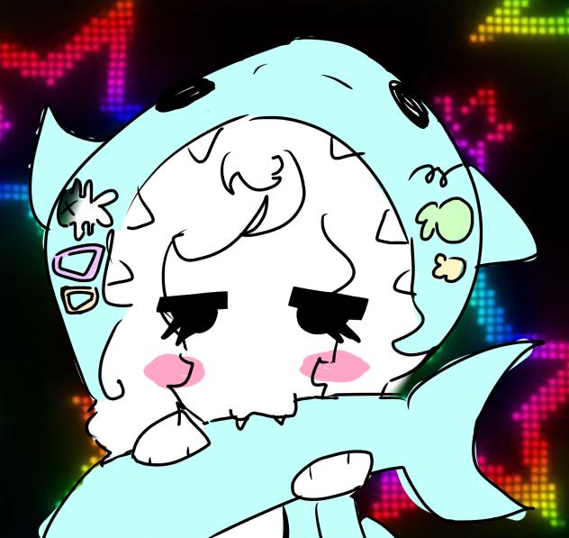 Sharkeystar bites her tail