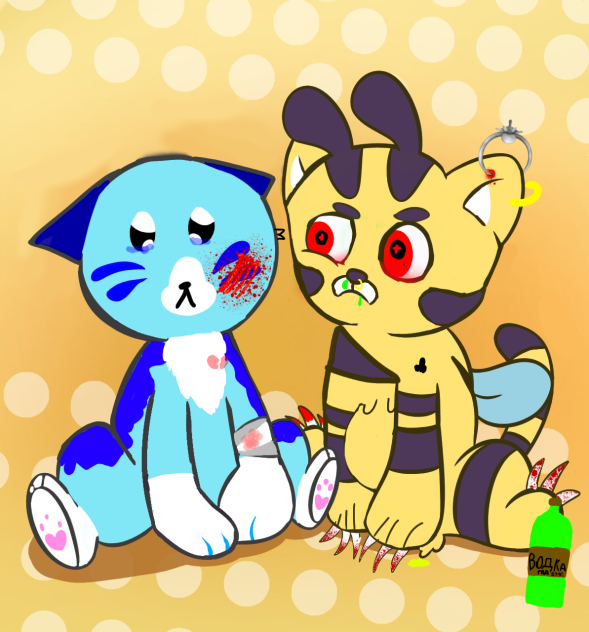 Раненая Candy Cat и п'яний кот пчол