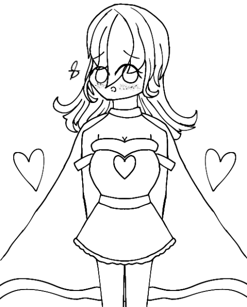 Lovely Beautiful girl in a cape Lineart