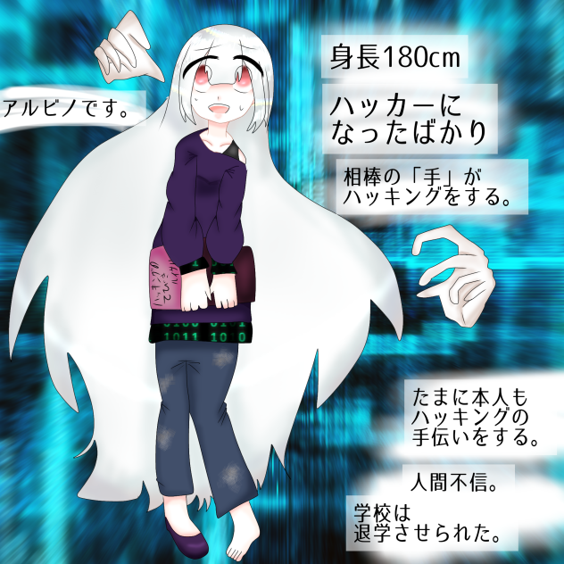 醤油ソーダーさん宛✨白髪高身長赤目ハッカーちゃん(((？