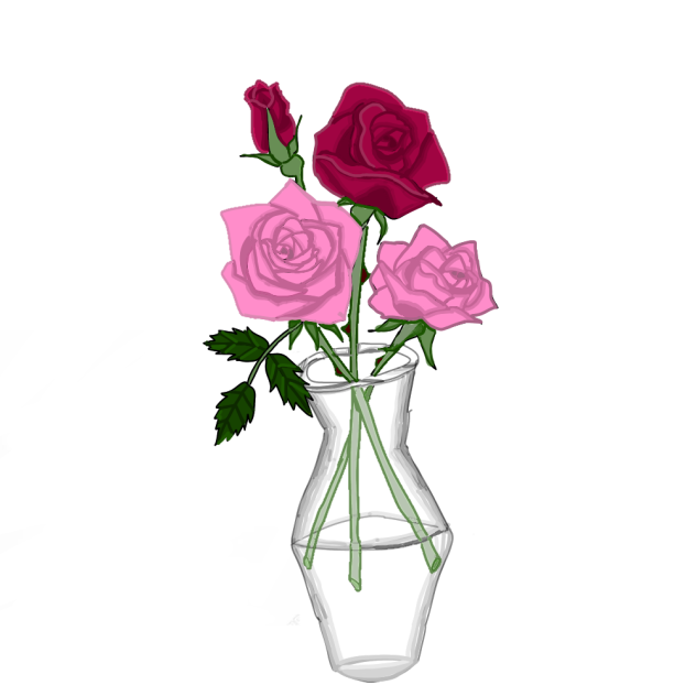 薔薇と花瓶(素材ver)