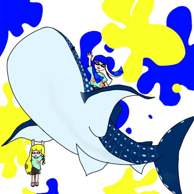 ジンベエザメとイカちゃん