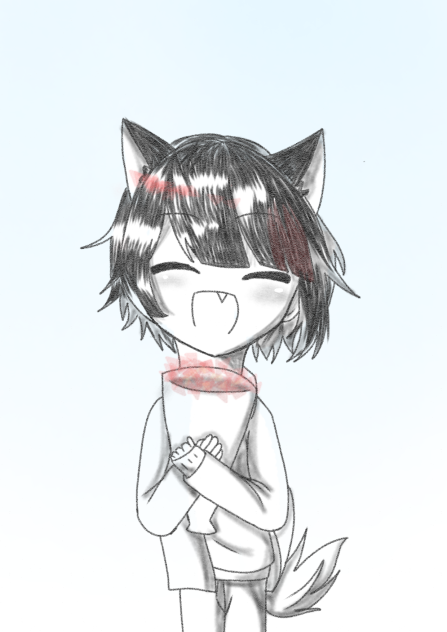 鉛筆画　りいぬくん