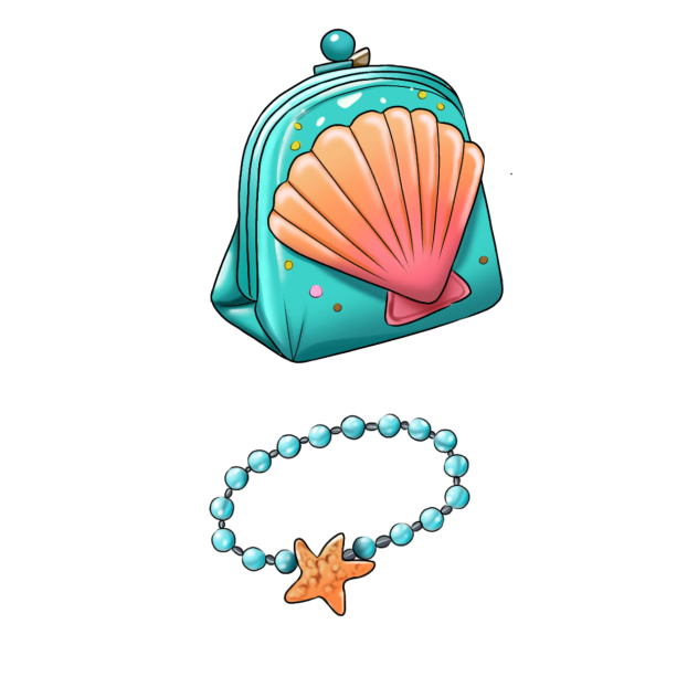 mermaid bag and bracelet
