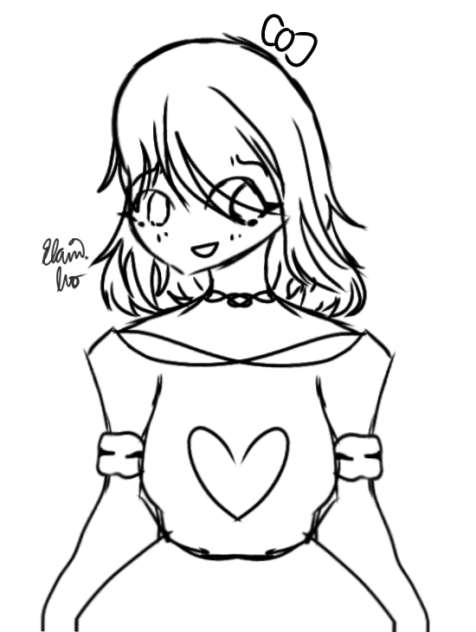 A Girl with Big Sleeves Sketch