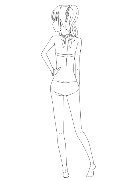 うしろすがた。 線画