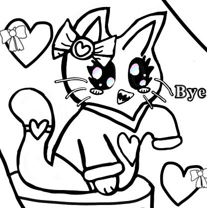 Heart kitty coloring to color