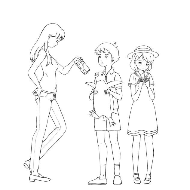 線画 ペンギンハイウェイ