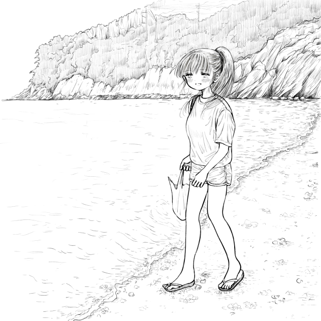 海辺の女の子。